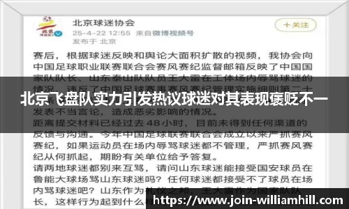 北京飞盘队实力引发热议球迷对其表现褒贬不一